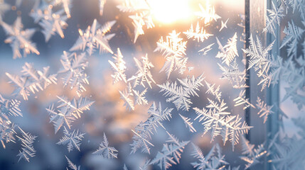 Ethereal Frost Ballet on Windowpane - obrazy, fototapety, plakaty