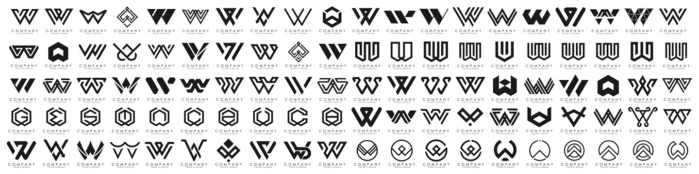 collection abstract letter W logo design. modern logotype W design with black color. vector illustration