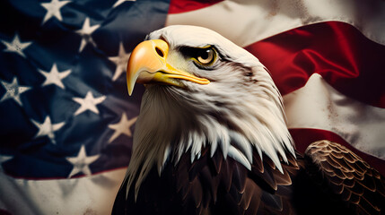 american bald eagle,an eagle in front of the united states flag, representative bird of the united states.