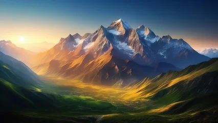 Photo sur Aluminium Alpes beautiful mountain artwork generated by AI 