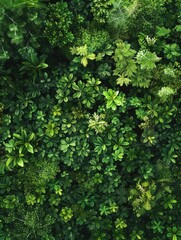 Obraz premium A lush green forest with many different types of plants. Concept of tranquility and natural beauty