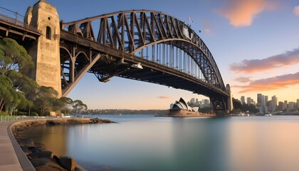 Naklejka premium Serene Picturesque View Of The Sydney Harbour Bri Upscaled 2