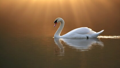 Serene Tranquil Swan Gliding Across A Glassy Lake Upscaled 3