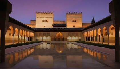 Serene Twilight At The Alhambra In Granada Photor - obrazy, fototapety, plakaty