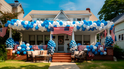House decorated for U.S. Independence Day, 4th of July