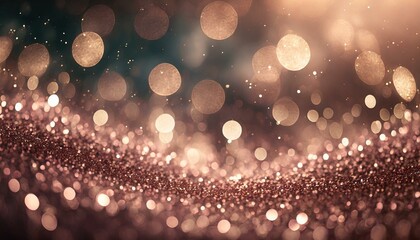 Rose gold glitter bokeh texture background, rose gold - bright and pink champagne sparkle glitter...