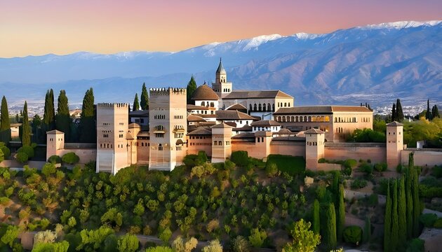 Serene View Of The Alhambra In Granada High Quali