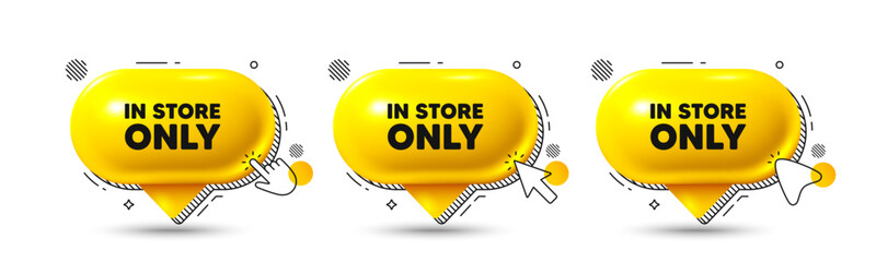 Chat speech bubble 3d icons. In store sale tag. Special offer price sign. Advertising discounts symbol. Store sale chat offer. Speech bubble banners. Text box balloon. Vector