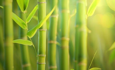 Fototapeta na wymiar green bamboo with vibrant green leaves background generative ai