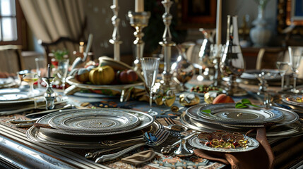 Festive Elegance: Traditional Table Setting for Celebratory Feast