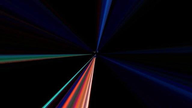 3D shining bright dots set colorful line wave motion, on black background	