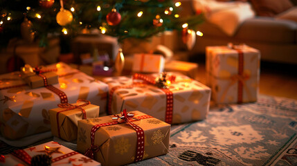 Naklejka na ściany i meble Festive Gifts under Christmas Tree