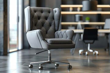Gray office chair located in a modern office generative ai