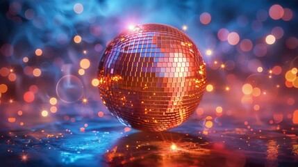 Fototapeta na wymiar Shiny Disco Ball on Table