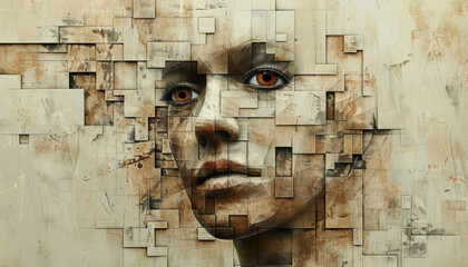 Contemporary Cubist Fragmentation of Female Face
