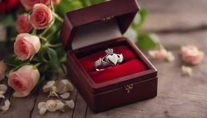 Symbol of Love: Traditional Claddagh Ring in Beautiful Presentation