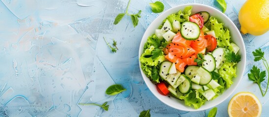  Salted salmon salad on a bowl