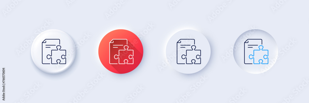 Poster strategy line icon. neumorphic, red gradient, 3d pin buttons. technical instruction sign. line icons