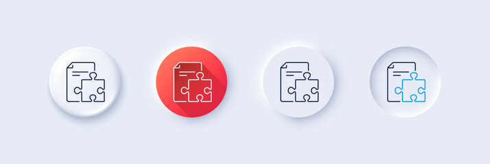 Strategy line icon. Neumorphic, Red gradient, 3d pin buttons. Technical instruction sign. Line icons. Neumorphic buttons with outline signs. Vector