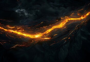 Lava river flowing from the Kilauea Volcano - Generative AI - obrazy, fototapety, plakaty