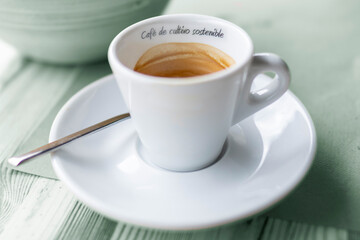 sustainable cup of coffee on table