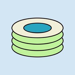 Plates, dishes vector icon. Kitchen appliance