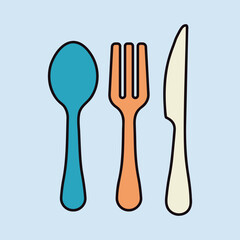 Spoon fork and knife vector icon