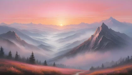 Ingelijste posters Scenic Photorealistic Breathtaking Sunrise Over © Zemo