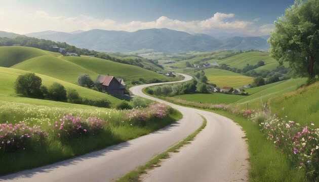 Scenic Peaceful Countryside With Rolling Hills B Upscaled 3