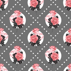 Roses seamless pattern background. Romantic fabric design. - 766572016
