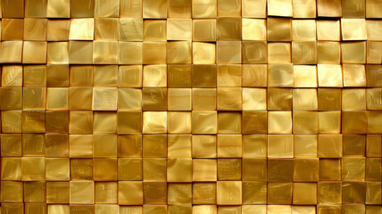 Golden cubes and rectangles, shiny texture