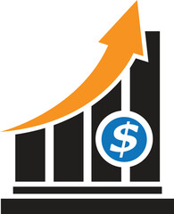 money increase icon with graph vector illustration