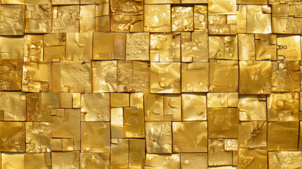 Golden cubes and rectangles, shiny texture
