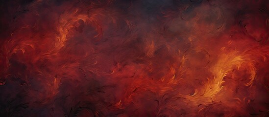 Vivid swirling patterns in shades of red and orange resembling flames in a mesmerizing painting - obrazy, fototapety, plakaty