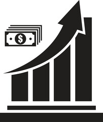 money increase icon with graph vector illustration