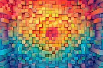 Colorful orange, blue, green, yellow, pink, purple, red gradient cubes arranged in an abstract background, creating a vibrant and dynamic pattern