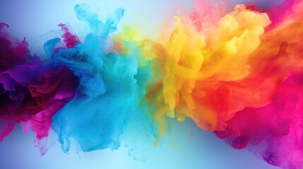 Colorful smoke, burst or rainbow Holi paint color powder explosion background.