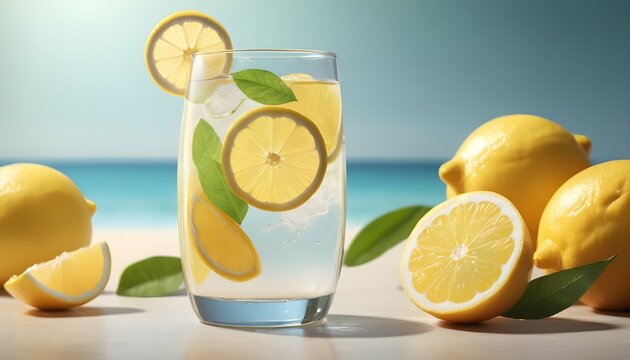 Refreshing Sparkling Glass Of Lemonade With Slice Upscaled 4