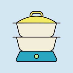 Double boiler vector icon. Kitchen appliance