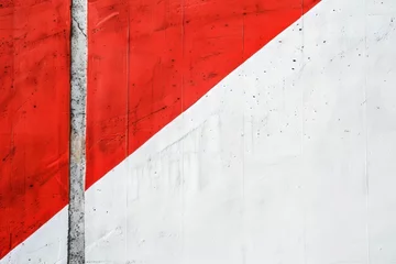 Poster White and red stripes painted on a wall. Abstract background for design. © Dina