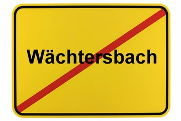 Illustration eines Ortsschildes der Stadt Wächtersbach in Hessen - obrazy, fototapety, plakaty