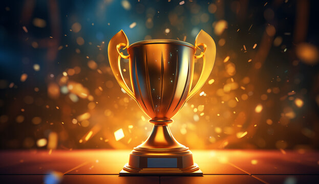 An esteemed golden trophy, representing accomplishment and victory, Success Champion Golden Trophy for Winner Background