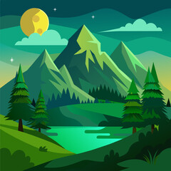 Vector Beautiful Mountain Illustration