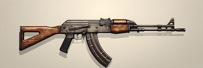 Detailed Isolated Display of the Iconic AK-47 Assault Rifle: A Symbol of Power - obrazy, fototapety, plakaty