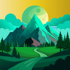 Vector Beautiful Mountain Illustration