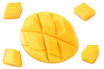 sliced mango isolated on white background. clipping path