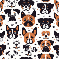 Obraz premium black and white cats and dogs seamless pattern