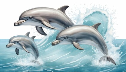 Playful Dolphins Leaping In The Ocean Joyful Spla Upscaled 2