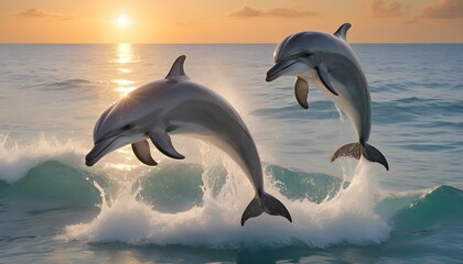 Playful Mischievous Dolphins Leaping Joyfully In Upscaled 3