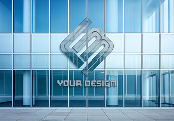 Logo Mockup On A Modern Building Windows. Generative Ai